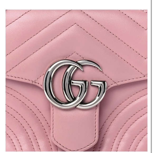 Gucci calfskin matelasse mini GG marmont Top handle shoulder bag Barbie pink - Picture 2 of 4